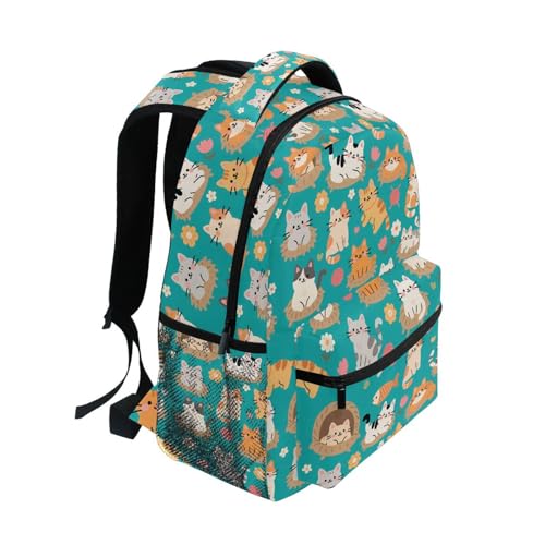 Cat Kitten Ball Fish Backpack for School Boys Girls Adults Kids Bookbag Laptop Bag 18L2