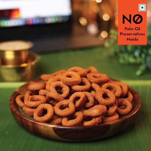 Image of Sweet Karam Coffee Onion Kodubale (Ring Murukku) - 200grams | No Maida, Palm Oil or Preservatives | Authentic South Indian Chakli Snack | Crispy Tea-Time Namkeen | Homemade & Flavorful Recipe