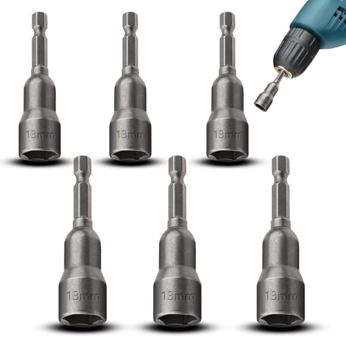 TXXATX Sechskant Stecknüsse 13mm Magnet Sechskant Bit Set Stecknuss Nuss Adapter 1/4 Zoll Stecknuss Adapter Set Steckschlüsseleinsatz für Akkuschrauber Steckschlüssel