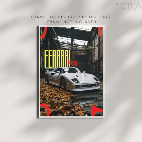 Image of Live Mad Live Crazy Ferrari F40 Portrait Single Wall Paper Poster, A3 Size, 16.5L X 11.7W Inches Unframed Art Prints - Home, Bedroom, Living Room & Decor - Aesthetic, Matt Finish, Frame Not Included
