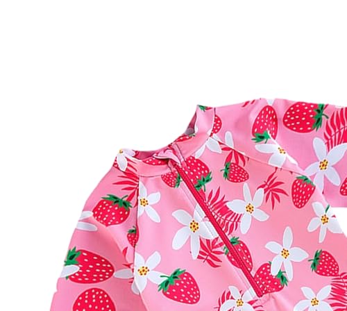 Toddler Girl Swimsuit One Piece Rash Guard Bathing Suit Little Girls Short Sleeve Quick Dry Swimwear 1-7 Years2