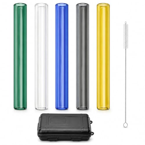 Image of 4 Inch Glass Tubes, 5 Pack Multicolor Borosilicate Glass Tubing Set