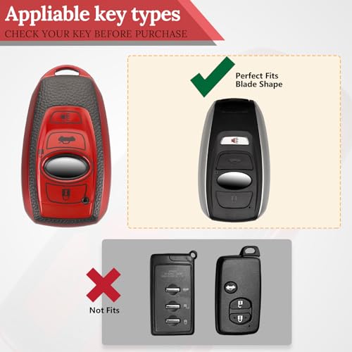 Image of Key Fob Cover for Subaru, Braided Loop Keychain Accessory, Red | Wear-resistant TPU shell, short PU braided loop, daily splash, scratch and drop protection, normal signal use, easy setup