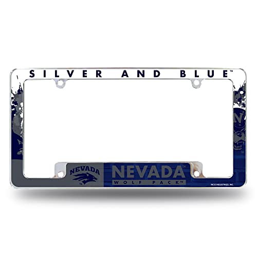 Rico Industries NCAA Nevada-Reno Wolf Pack Primary 12" x 6" Chrome All Over Automotive License Plate Frame for Car/Truck/SUV