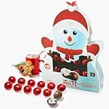 Large Snowman Hot Chocolate Balls - Set of 16 - Delicious Cocoa Balls Filled with Marshmallows - Caramel & Fudge Brownie Flavors Candy Chocolates, Cocoa Balls Gift - Delicious Holiday Christmas Gifts
