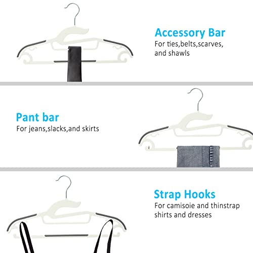 Tinfol Plastic Hangers, 30 Pack Slim Clothes Hangers Space Saving, Non Slip Grey Rubber Strip With 360° Swivel Hook, Strong & Heavy Duty Dry Wet Clothes Hangers For Shirts Pants Underwear Sweaters #TOP5