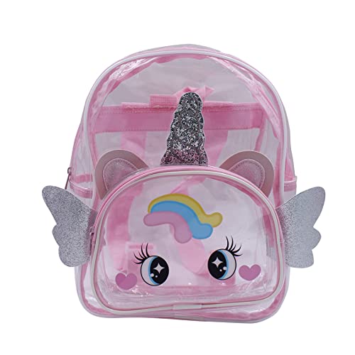 Women Lady Clear Daypack Transparent Shoulder Bag Casual for Daily Travel Outdoor, Unicorn Pink4