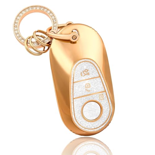 Coque de clé Mercedes Benz en or rose pour Classe C W206 et S W223 à 3 boutons