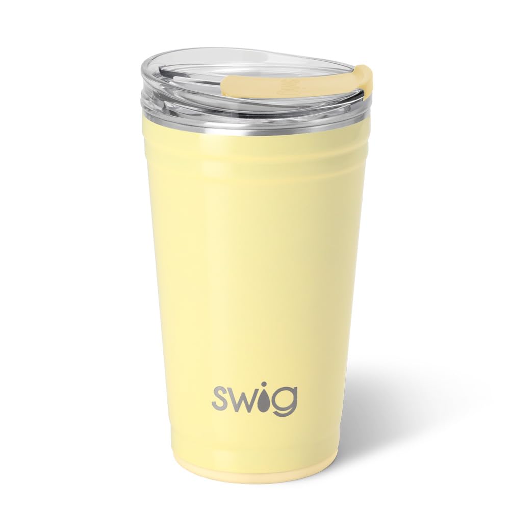 Swig Life 24oz Party Cup, Stackable Insulated Travel Coffee Tumbler with EZ Slider Lid, Cup Holder Friendly, Stainless Steel 24 oz Tumbler, Reusable