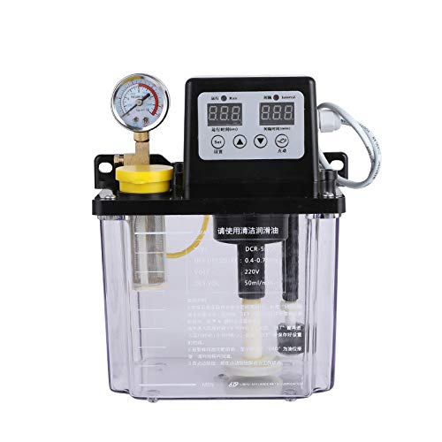 220V 1.8L Dual Digital Display Automatic Lubrication Pump Oiler NC Pump with Pressure Gauge for Machine Tools, Elevators, Chain Lubrication