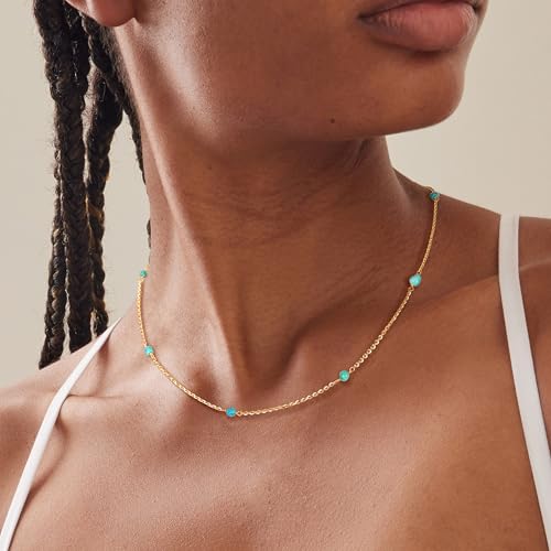 Fettero Dainty Beads Choker Neckces for Women - 14K Gold Plated Beaded Necklace Summer Beach Choker Boho Gold Necklace for Women Jewelry