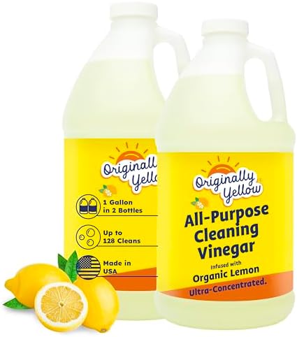 Originally Yellow Lemon White Vinegar For Cleaning Purpose | USA Made All Purpose Cleaner | Use as Glass, Kitchen & Floor Cleaner | Plant Derived Cleaning Vinegar 1 Gallon in 2 pack | 128 Oz Originally Yellow Lemon White Vinegar For Cleaning Purpose | USA Made All Purpose Cleaner | Use as Glass, Kitchen & Floor Cleaner | Plant Derived Cleaning Vinegar 1 Gallon in 2 pack | 128 Oz