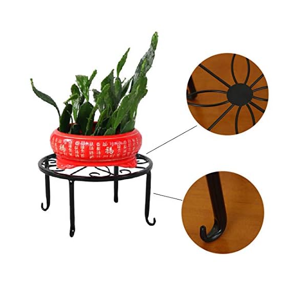 Indoor Plant Stand - Plant Stands Outdoor Metal 3 Pack Durable Round Flower Pot Rustproof Iron Rack Perfect for Home, Garden, Patio（9 Inches, Black） - Image 5