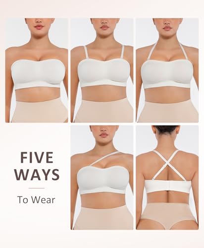 Image of FeelinGirl Strapless Bra for Women Seamless Wireless Bralette - Strapless Support, Adjustable & Padded, Full Coverage