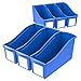 Storex Large Book Bin, 14 x 5 x 7, Case of 6, Blue