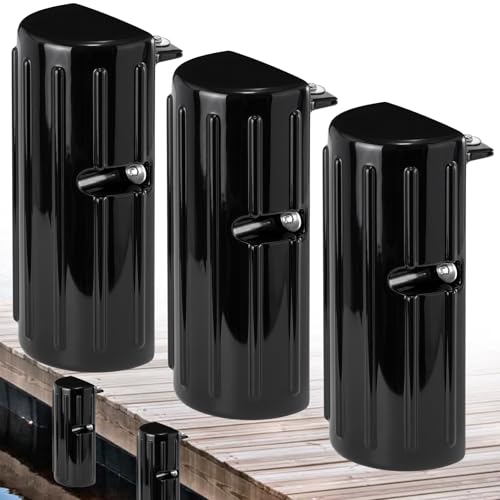 Image of Dock Bumper Fender,Boat Dock Bumpers for Edge or Side,Marine Fender Guard,Vertical Protection,Durable Construction,Includes Mounting Hardware,3 Pack-Black