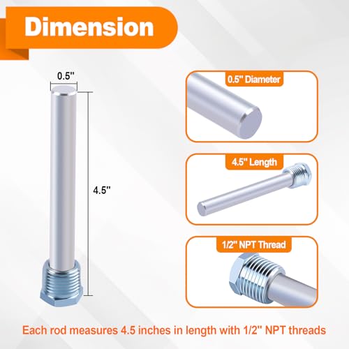 Image of RV Water Heater Magnesium Anode Rod Compatible with Atwood Heaters 11553-4.5 inch, 1 /2 inch NPT, For RV, Camper and Trailer Water Heaters Replacement Parts