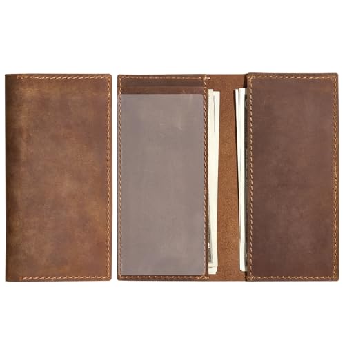 Image of CoBak Genuine Leather Checkbook Cover for Women & Men, with RFID Blocking | Classic Design Check Book Holder for Personal and Business