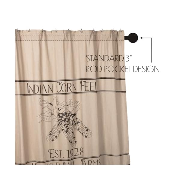 Vhc brands sawyer mill charcoal100 cotton lined shower curtain indian cord feed est 1928 72×72  urban country home decor