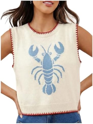 Verdusa Women's Lobster Crochet Tank Tops Sweater Vest Sleeveless...