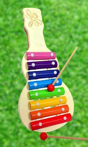 Toyhills Xylophone Musical Toys for Kids 3 Years, Wooden Musical Instrument Xylophone Toy with 8 Note, 1 Xylophone, 2 Sticks ( Xylophone Guitar Pack of 1)