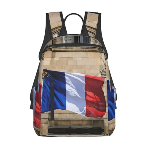 Sac à dos imprimé drapeau français noir léger pour travail et voyage