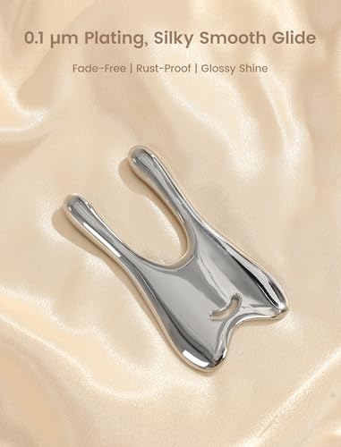 Lemove Stainless Steel Gua Sha Facial Tool - Massage Tool for for Face, Jawline Shaper, Reducing Double Chin, Whole Body Gua Sha Tool, Lymphatic Drainage Massager, Facial Skin Care - Silver — view 5