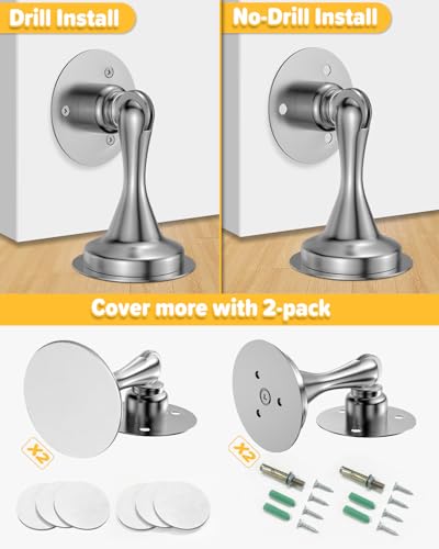 Door Stoppers Magnetic Door Catch - 2 Pack Stainless Steel Heavy Duty Door Holder Stops fo - image 7