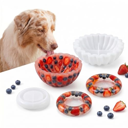 Ferrochef 3 Pcs Dog Treat Molds Frozen Treats for DIY Custom Flavors Fruit & Water Freezer to Keep Dogs Chilled Silicone Ice Cube Mold for Summer Chew Toys Gift for Dog Lover