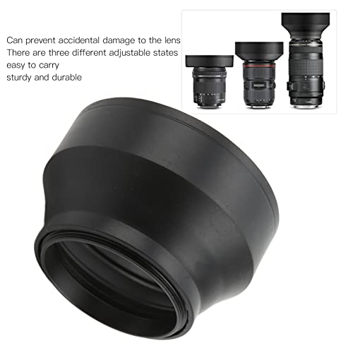Universal Camera Lens Hoods Fits for 49mm/52mm/55mm/58mm, Collapsible Rubber Digital Lens Hood DSLR Lens Cap Shade - Image 3