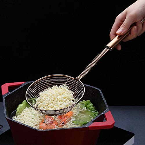 Rose Gold Strainer Spider Skimmers For Kitchen,Kyraton Stainless Steel Titanium Plating Copper Slotted Spoon Pasta Strainers Tomato Food Strainer Skimmer Ladle For Kitchen Cooking And Frying Food #TOP7