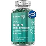 Biotin Gummibärchen 5000 mcg - 120 Vitamine Fruchtgummis für Haut Haare Nägel - Haar Vitamine Gummibärchen mit Folsäure, Selen, Jod, Vitamin A, B9, B12, E - Vegetarisch & ohne Gelatine - von maxmedix