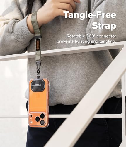 Image of Ringke Tactical Webbing Hand Strap with Patch [Heavy Duty Tactical Carabiner] Durable Anti-Tear Multi-Purpose Phone Wrist Strap for Travel, Hiking, etc