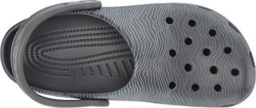 Image of Crocs Men's and Women's Classic Graphic Clog | Slip On Shoes | Water Shoes, Slate Grey /Light Grey, 10 US Women / 8 US Men