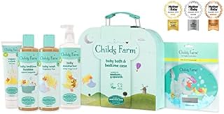 Childs Farm | Baby Bedtime Suitcase Gift Set 850ml | Baby Wash, Baby Bubble Bath, Baby Moisturiser, Nappy Cream & Bath Thermometer | Suitable for Newborns with Dry, Sensitive & Eczema-prone Skin