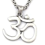 Gungneer Stainless Steel Aum Om Pendant Necklace Yoga Hindu Spiritual Amulet Charm Jewelry Accessory Men women