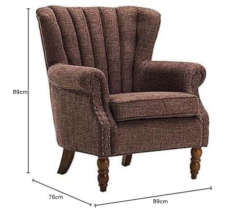 Image of Wing Chair for Living Room Bedroom High Back Arm Rest Chair Cushioned Lounge Chair Single Seater Sofa |Luxury Rest Chair Arm Chair (Colour (Brown)