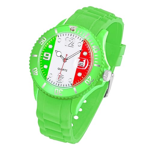 Taffstyle Montre à quartz en silicone pour fan de la Coupe du monde et de l'Euro, italie, bracelet
