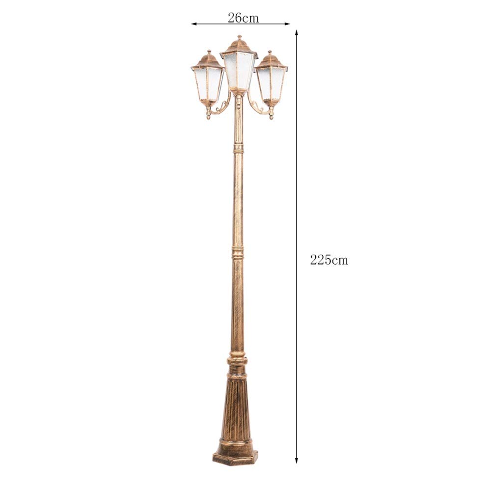 Lanterne pilier vintage à 3 lumières en aluminium moulé sous pression pour terrasse, parc communautaire, éclairage de route carré traditionnel E27