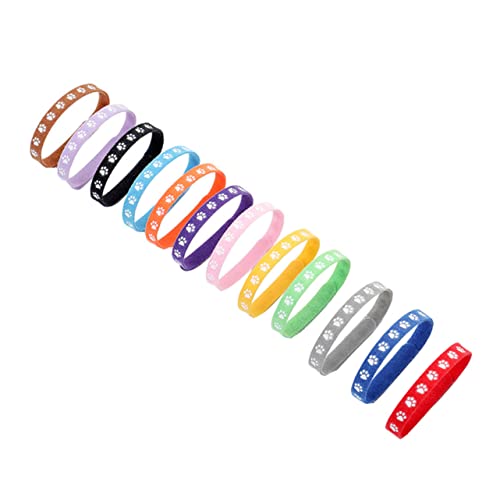 Phantasmia ペット首輪 12個セット 足跡柄 ランダムカラー ? 着脱簡単 調整可能 軽量設計 犬猫用