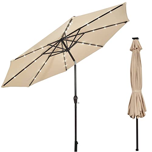 COSTWAY 3m Garden Parasol with LED Lights