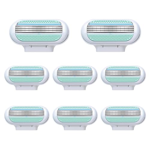 Plimbin 8 Pack Replacement Razor Blades for Gillette Venus Extra Smooth Womens Razor Blade Refills 3 Layer Blade & Pivoting Head Design Effortless Glide (Blue)