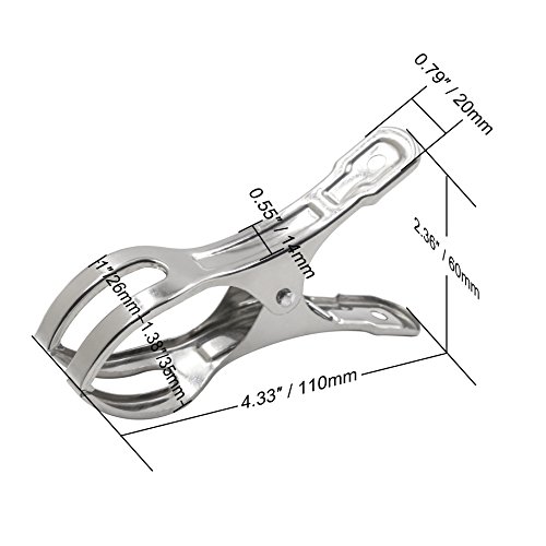 10 Packs, Webi Stainless Steel Clips Clothing Peg Clamp Clothespin Picture Hanger For Quilt, Pants, Photos, Towel, Beach Chair, Pool Loungers On Cruise, 4.33 Inches #TOP2