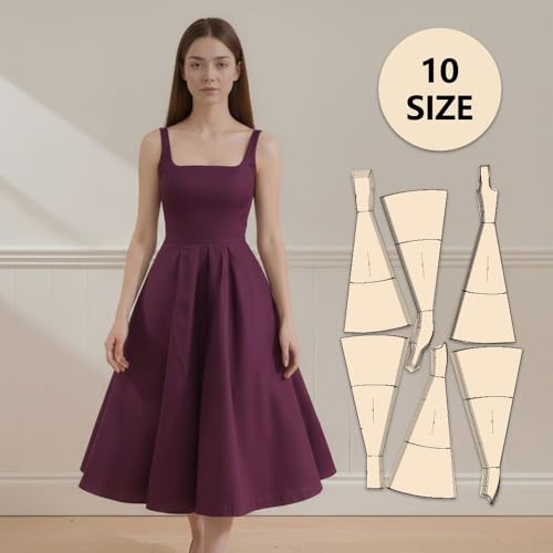 Sewing Patterns for Womens Dress in 10 US Sizes2-20 Beginner Sewing kit for Womens Clothing Multi-Size Gift for Sewing Enthusiasts. The kit Includes Full-Color HD Step-by-Step tutorials