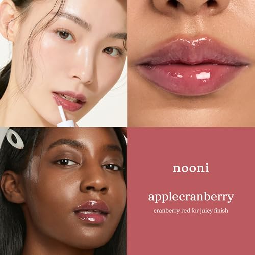 Image of NOONI Korean Lip Oil - Applecranberry | Long-Lasting, Moisturizing, Plumping, Revitalizing for Dry Lips, Waterproof, No Peel Off, Hydrating Lip Stain, Stocking Stuffers Gifts For Teen Girls 0.12 FL Oz