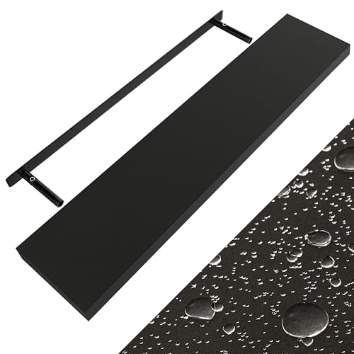 Casaria® Étagère Murale Flottante Noire 110 cm MDF Robuste Effet Flottant Support de Fixation Inclus étagère Bois