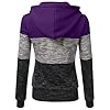Newbestyle Hoodies for Women Color Block Hooded Sweatshirt Basic Zip-Up Jersey Jacket Long Sleeve Top with Pockets Plus Size Purple 3XL #3