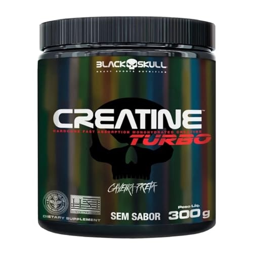Creatine Turbo – sem sabor - Pote 300g - Black Skull - Suplementação para Treino, Performa...