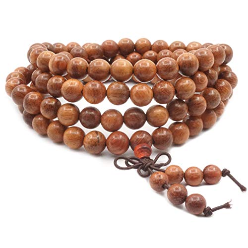 Collier tibétain en bois de palissandre naturel avec 108 perles bouddha