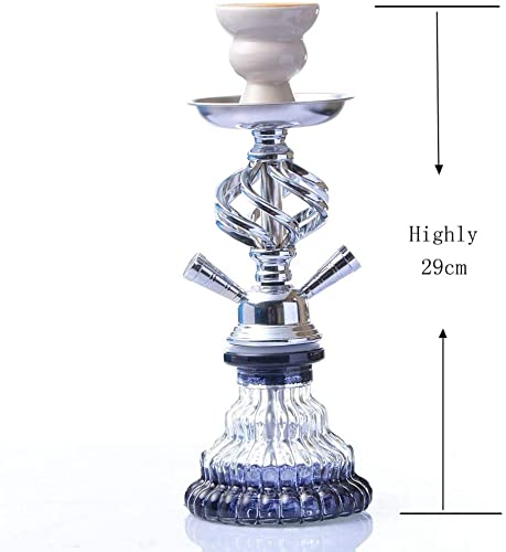 XJHYJS Hookah Shisha Set, Tragbare Glas Hookah Set, Hookah Kit Doppelter Silikonschlauch Keramikschüssel, Geeignet für… – Bild 5